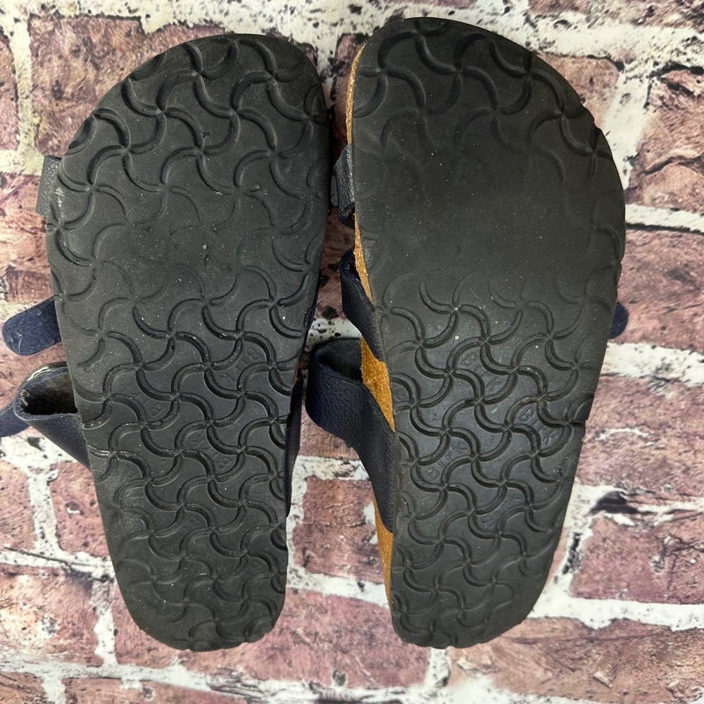 Birki's Navy Blue Leather Strappy Cork Footbed Sandals US Size 9/9.5 - Picture 11 of 13